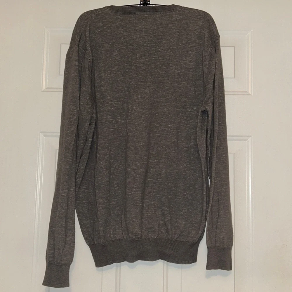 J. Crew Men's V-Neck Cotton Sweater L Marled Gray Preppy Career Casual Golf
